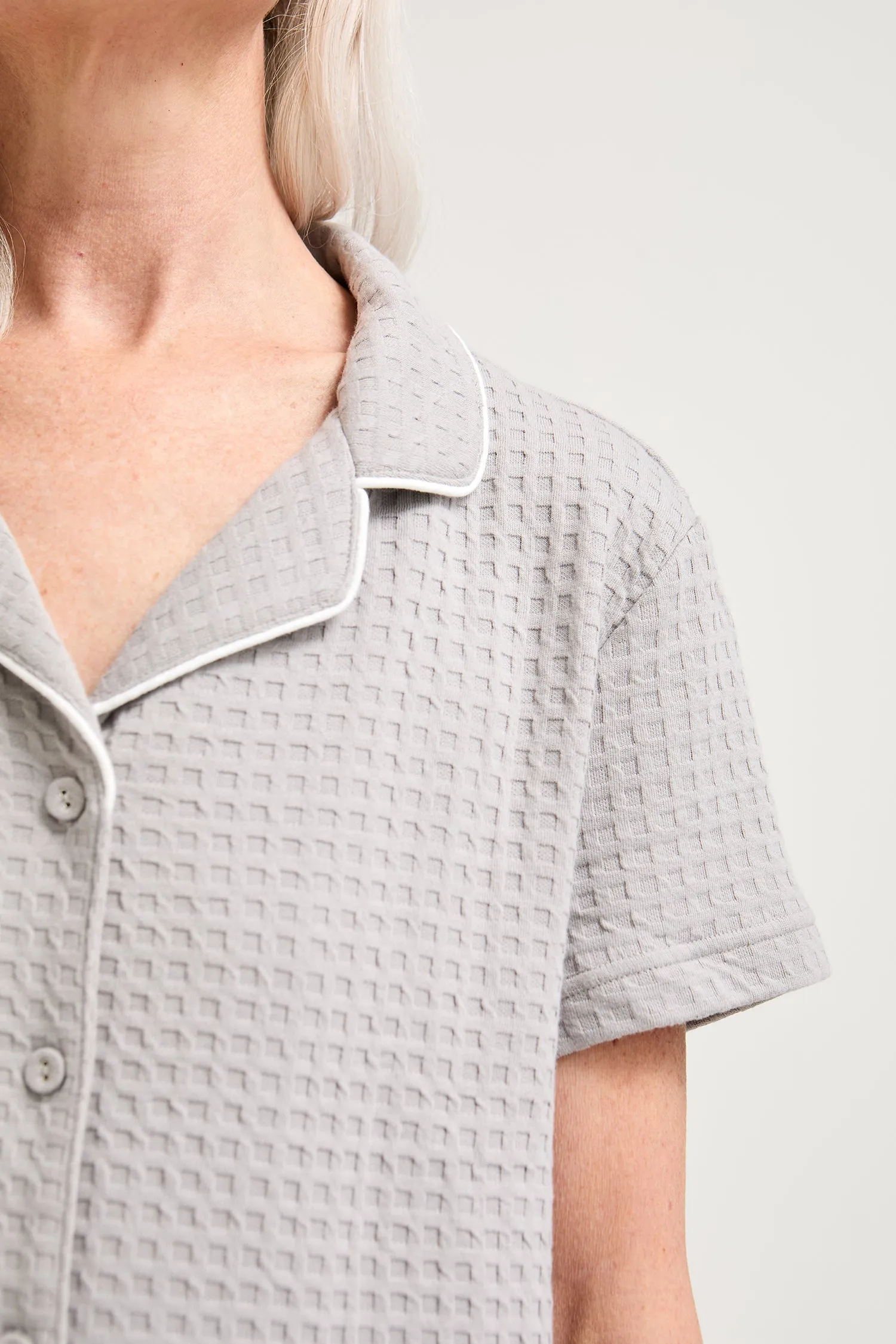 Luxury Suite Waffle Short Shirt Trouser Set in Gray sold by Pretty You London product image thumbnail 2