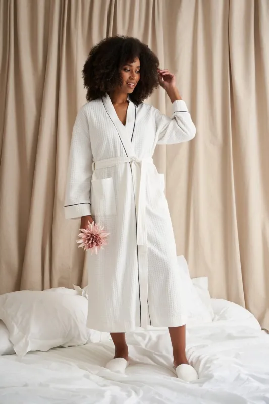 Luxury Suite Waffle Robe in White sold by Pretty You London
