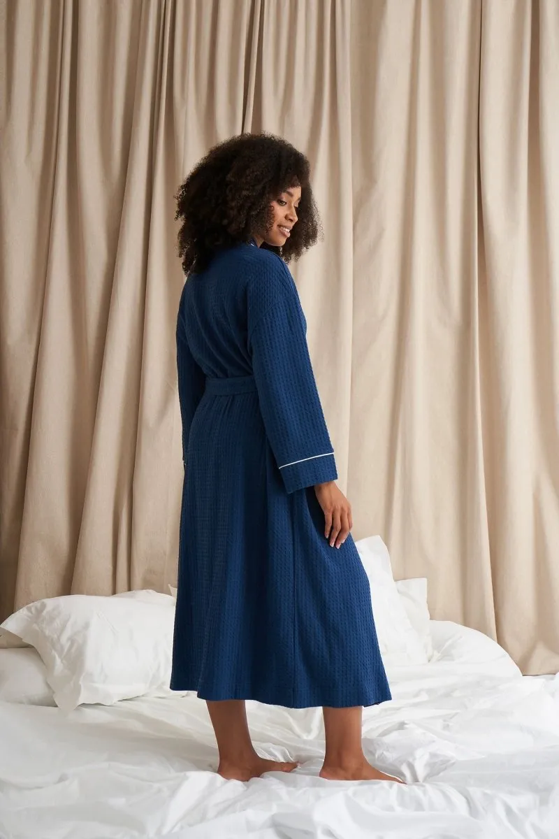 Luxury Suite Waffle Robe in Marine Blue sold by Pretty You London product image thumbnail 3