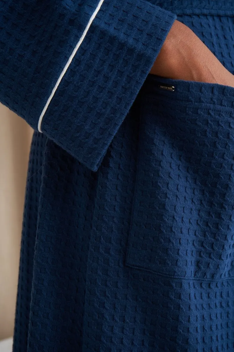 Luxury Suite Waffle Robe in Marine Blue sold by Pretty You London product image thumbnail 2