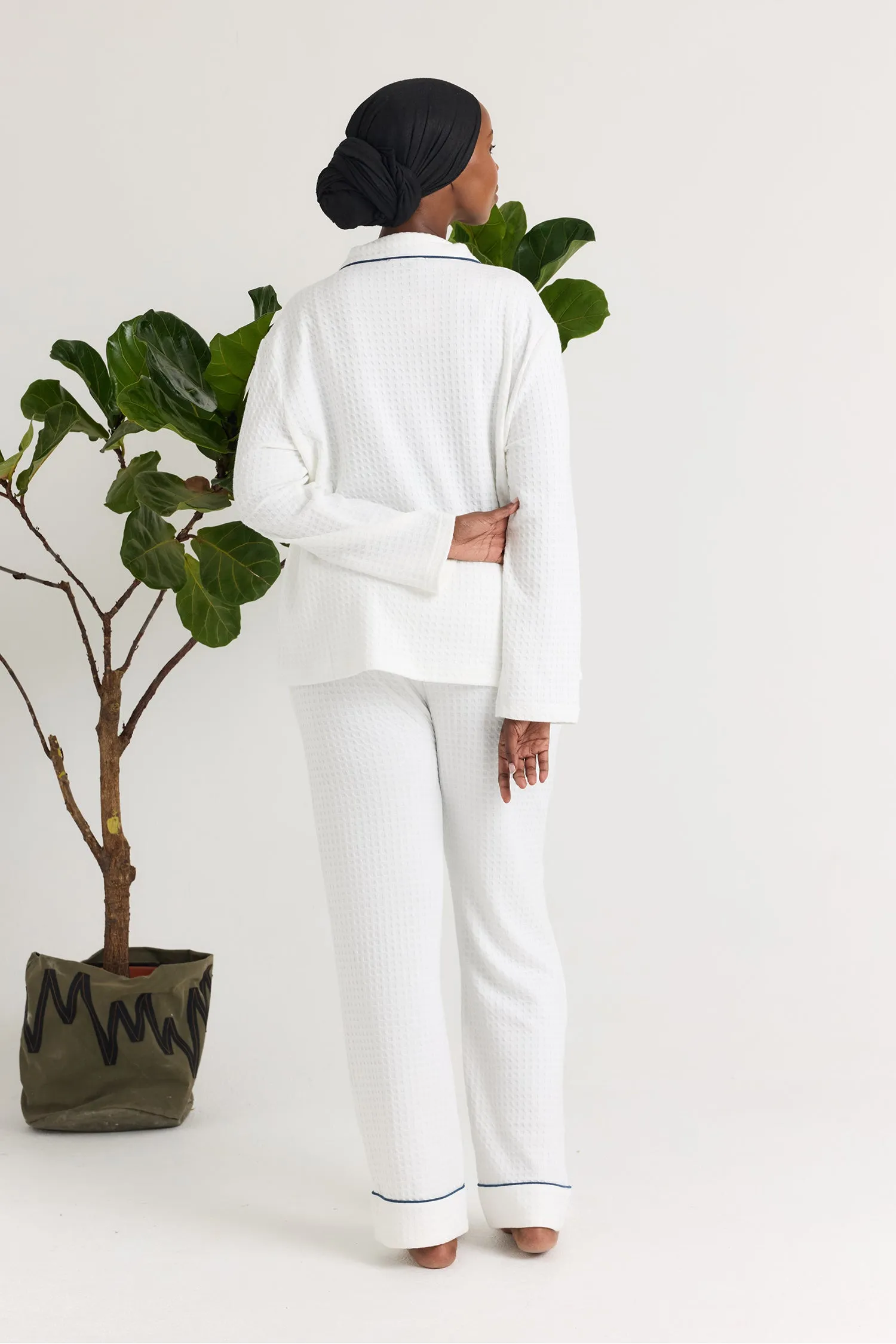 Luxury Suite Waffle PJ Set in White sold by Pretty You London product image thumbnail 3