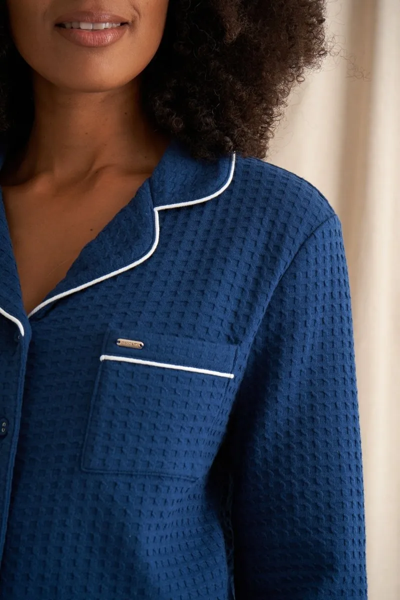 Luxury Suite Waffle PJ Set in Marine Blue sold by Pretty You London product image thumbnail 2