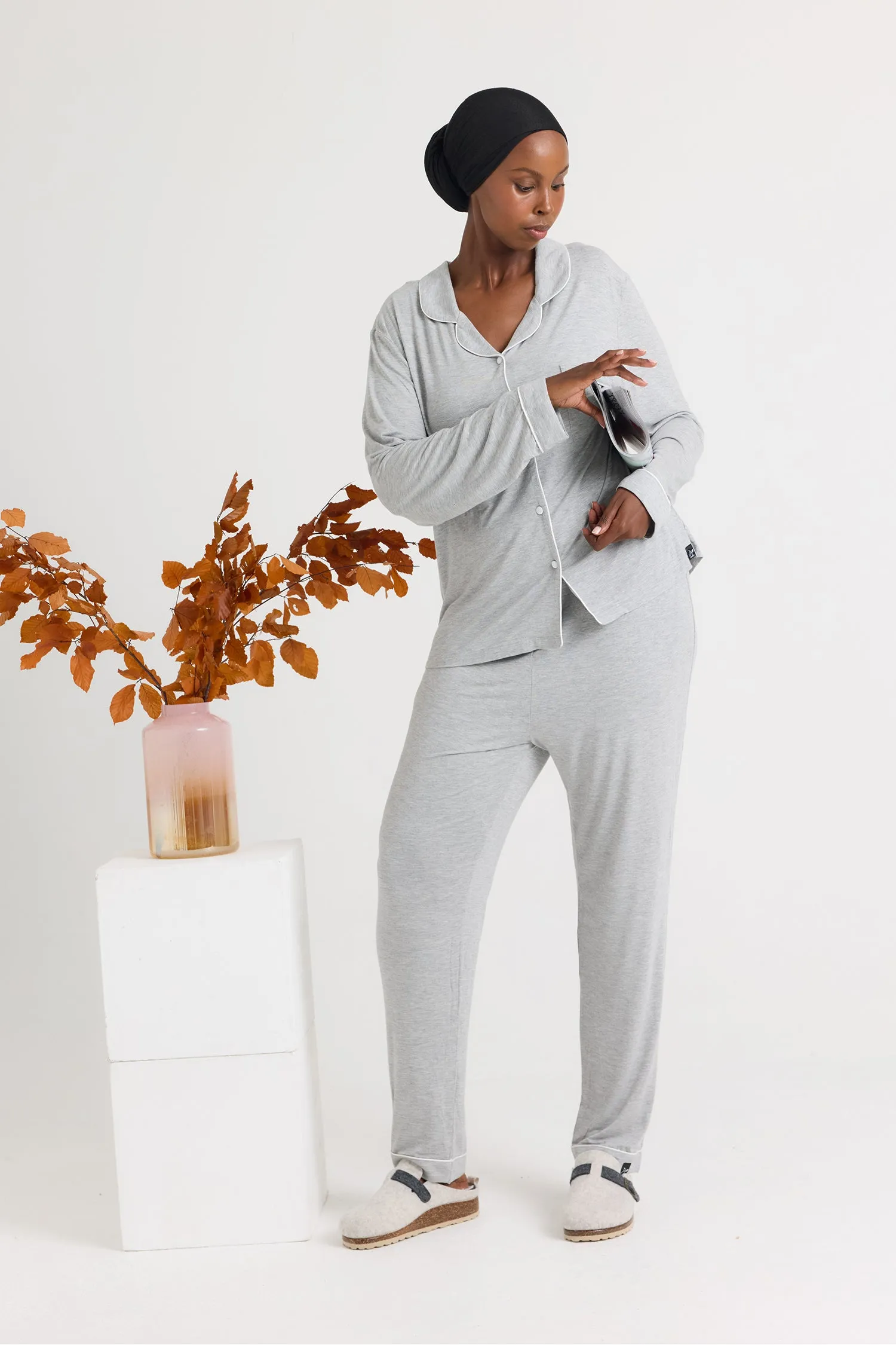 Bamboo Pajama Set in Gray Marl sold by Pretty You London product image thumbnail 4
