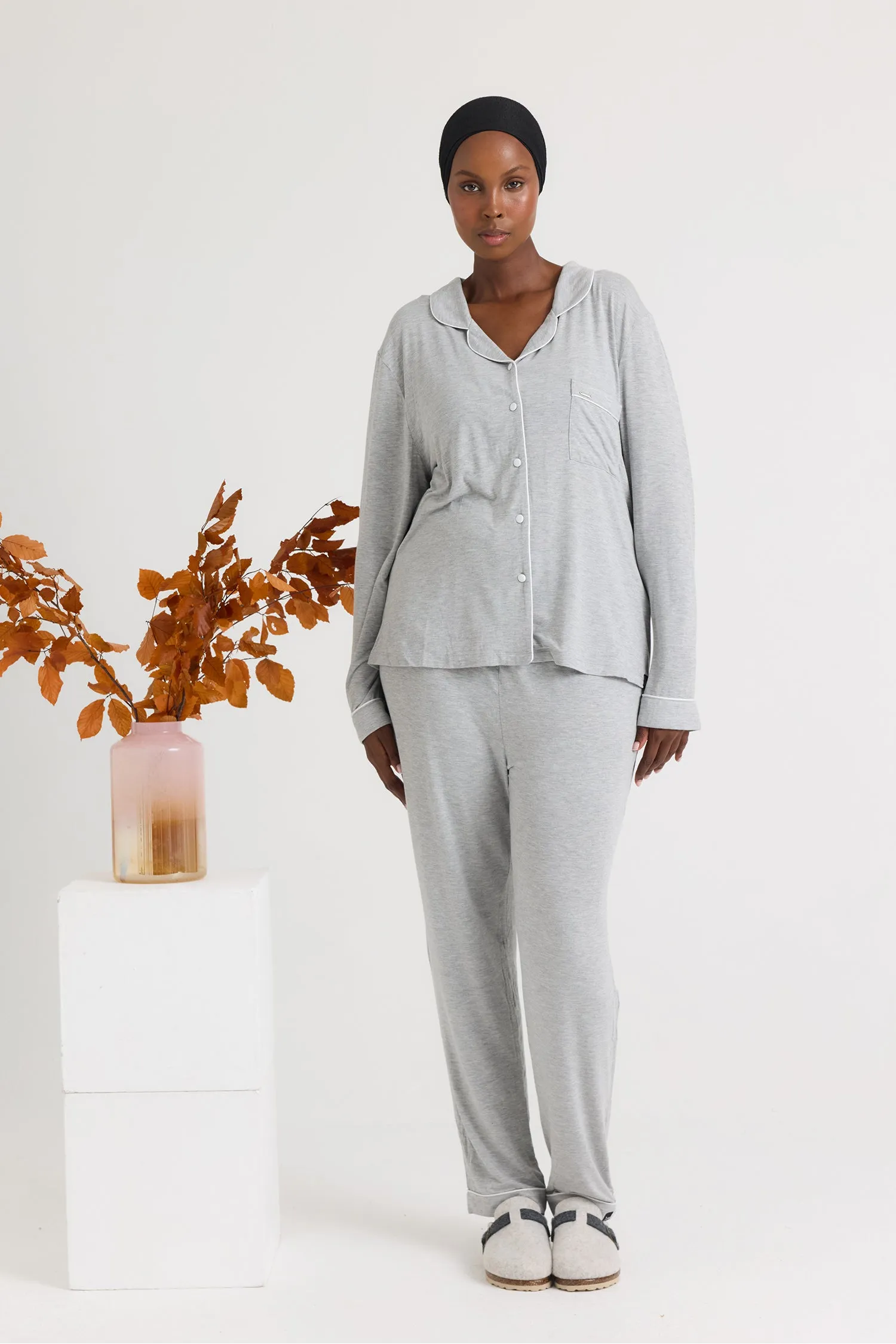 Bamboo Pajama Set in Gray Marl sold by Pretty You London product image thumbnail 5
