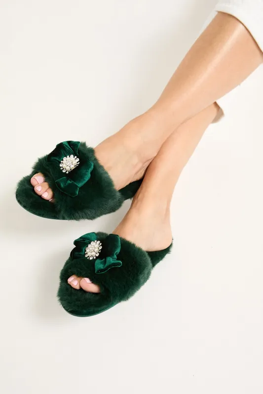 Anya Slippers in Green sold by Pretty You London