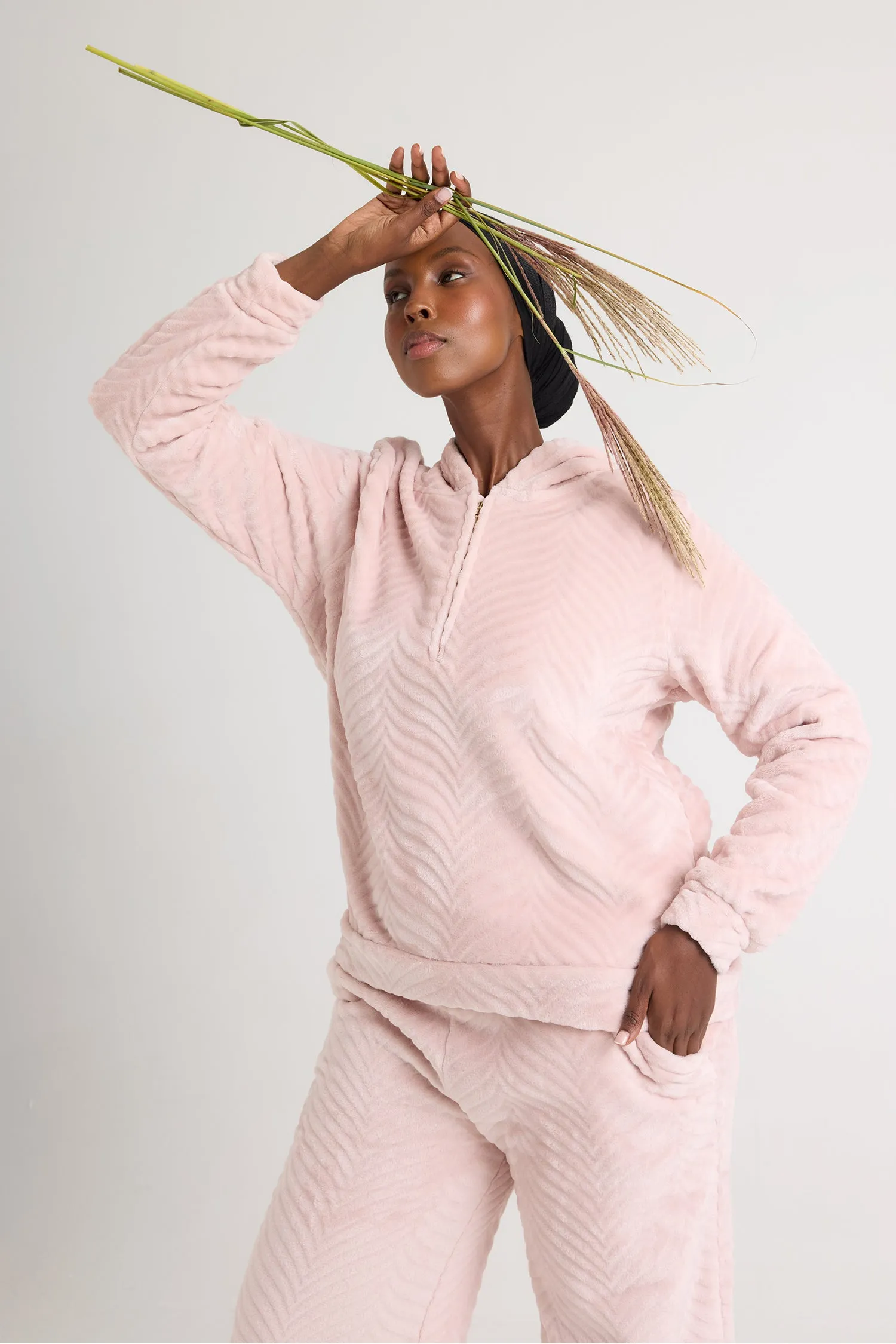 Cozy Chevron Lounge Suit in Rose sold by Pretty You London product image thumbnail 2