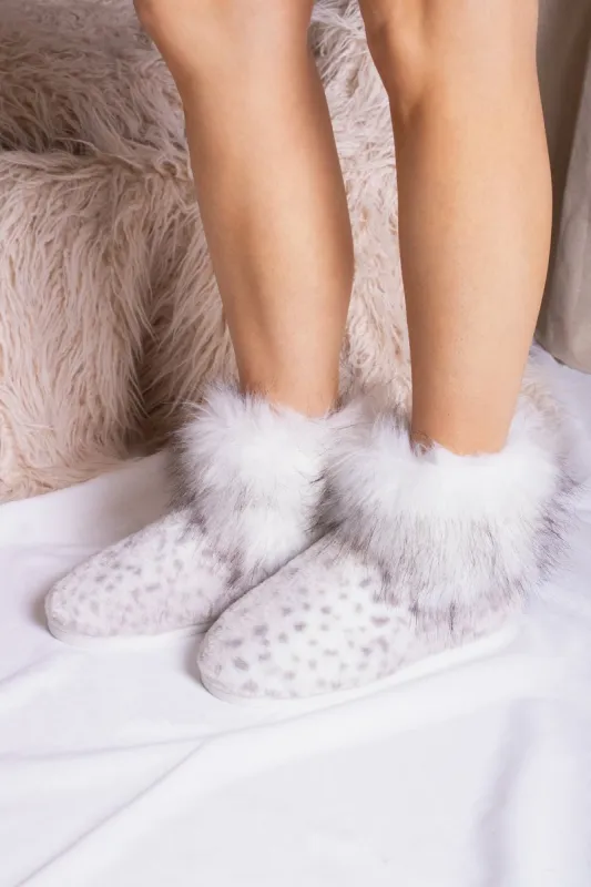 Fern Slippers in Snow Leopard sold by Pretty You London