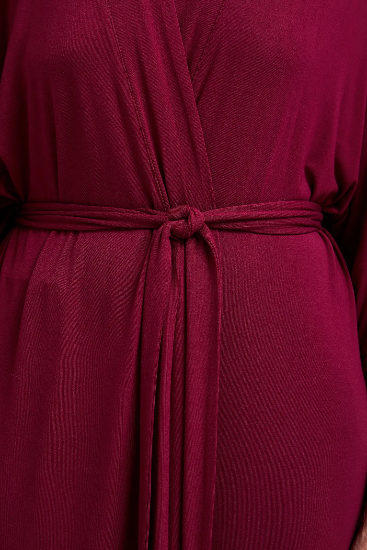 Bamboo Lace Kimono Robe in Bordeaux sold by Pretty You London product image thumbnail 2