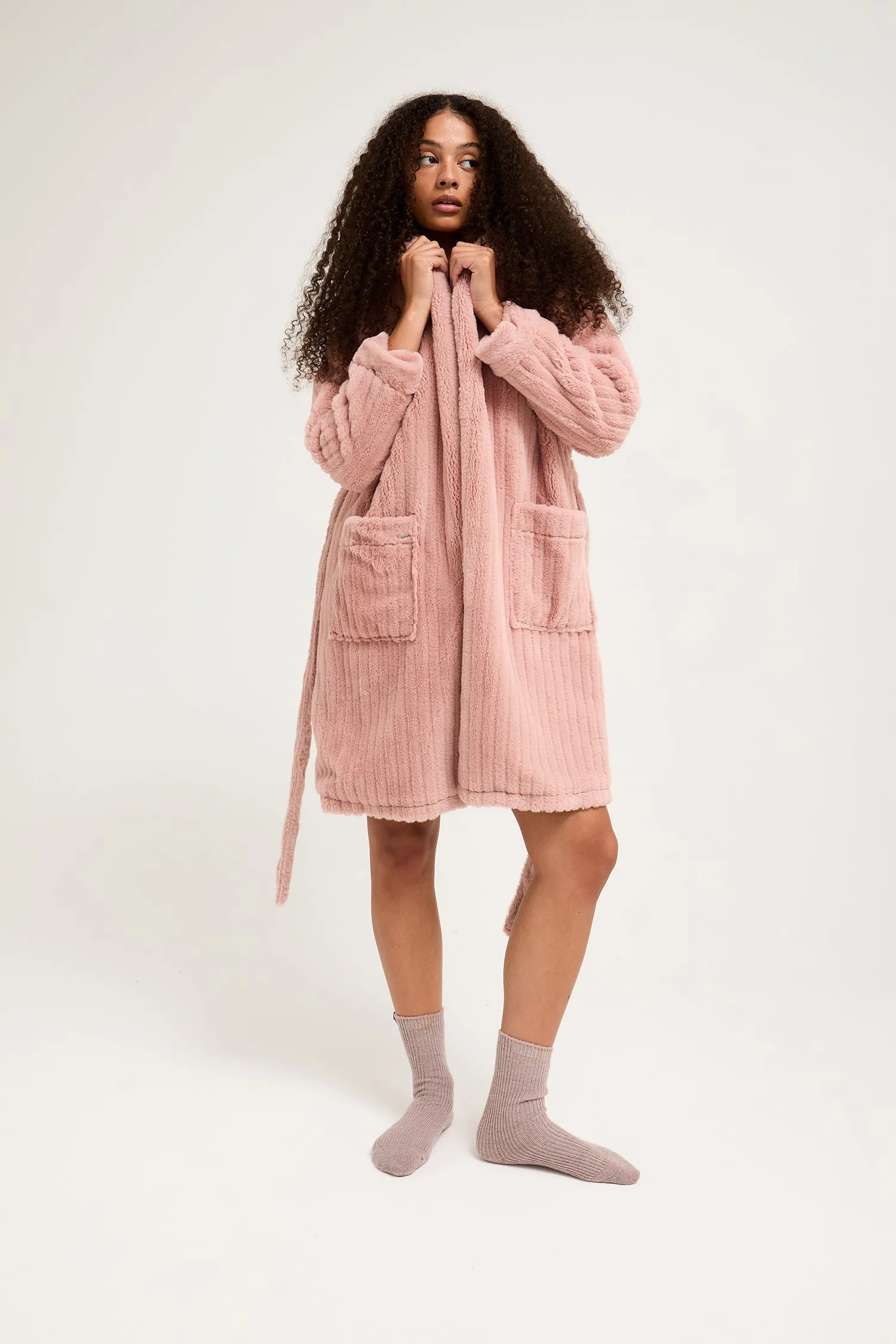 Cloud Dressing Gown in Dusky Pink sold by Pretty You London product image thumbnail 4