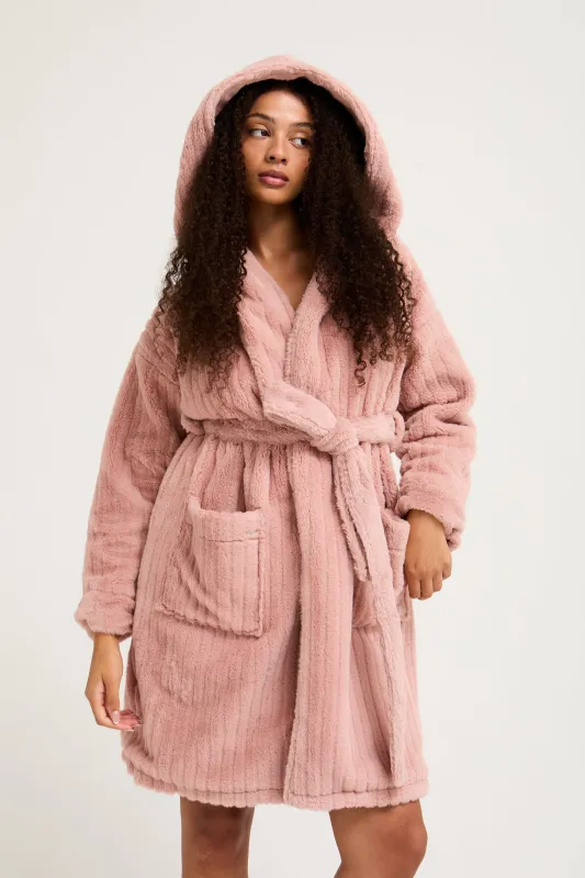 Cloud Dressing Gown in Dusky Pink sold by Pretty You London