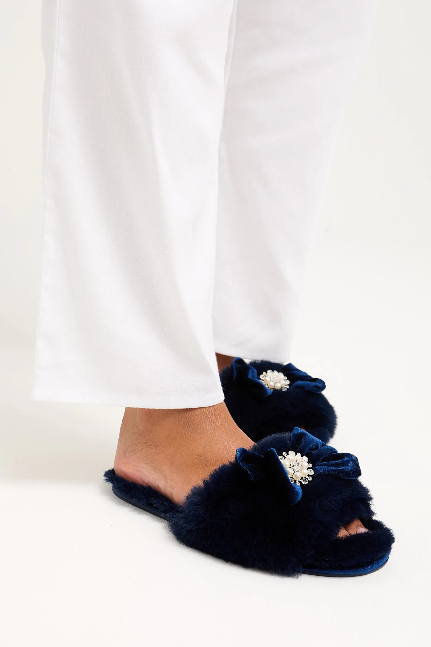 Anya Slippers in Navy sold by Pretty You London