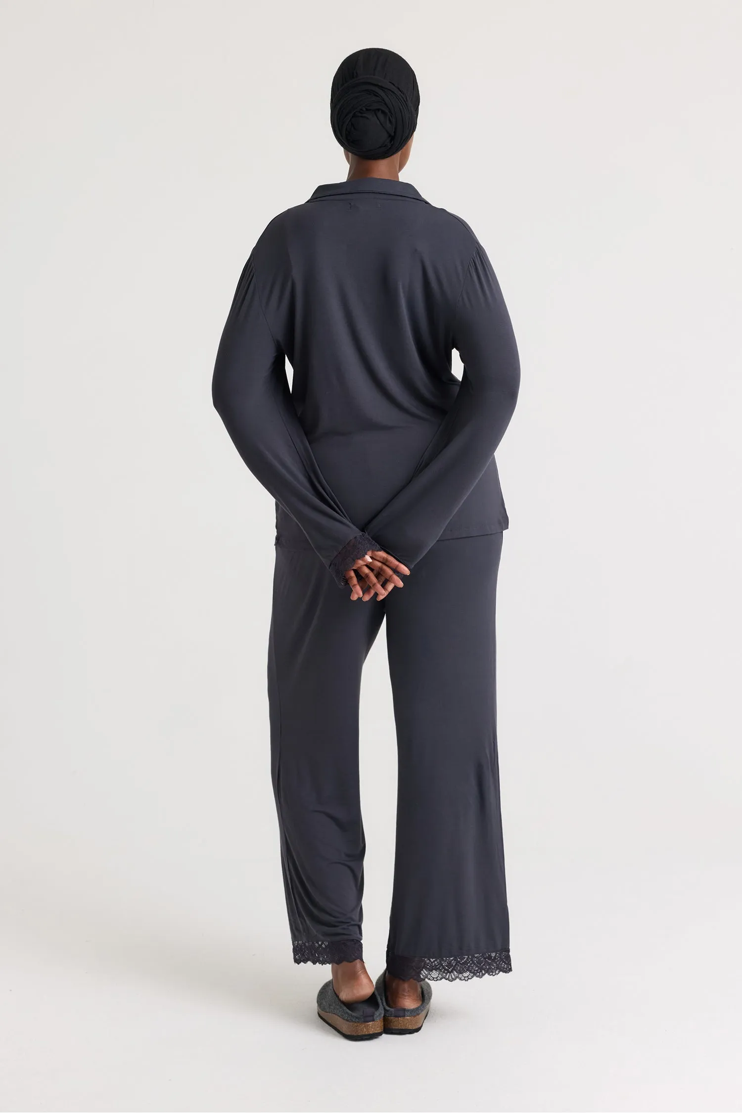 Bamboo Lace Pajama Set in Raven sold by Pretty You London product image thumbnail 3