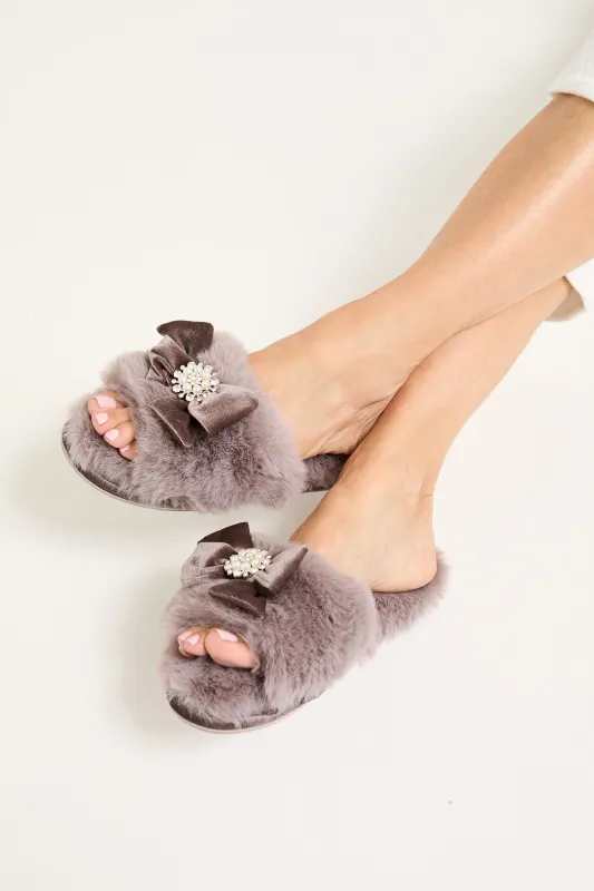 Anya Slippers in Mink sold by Pretty You London