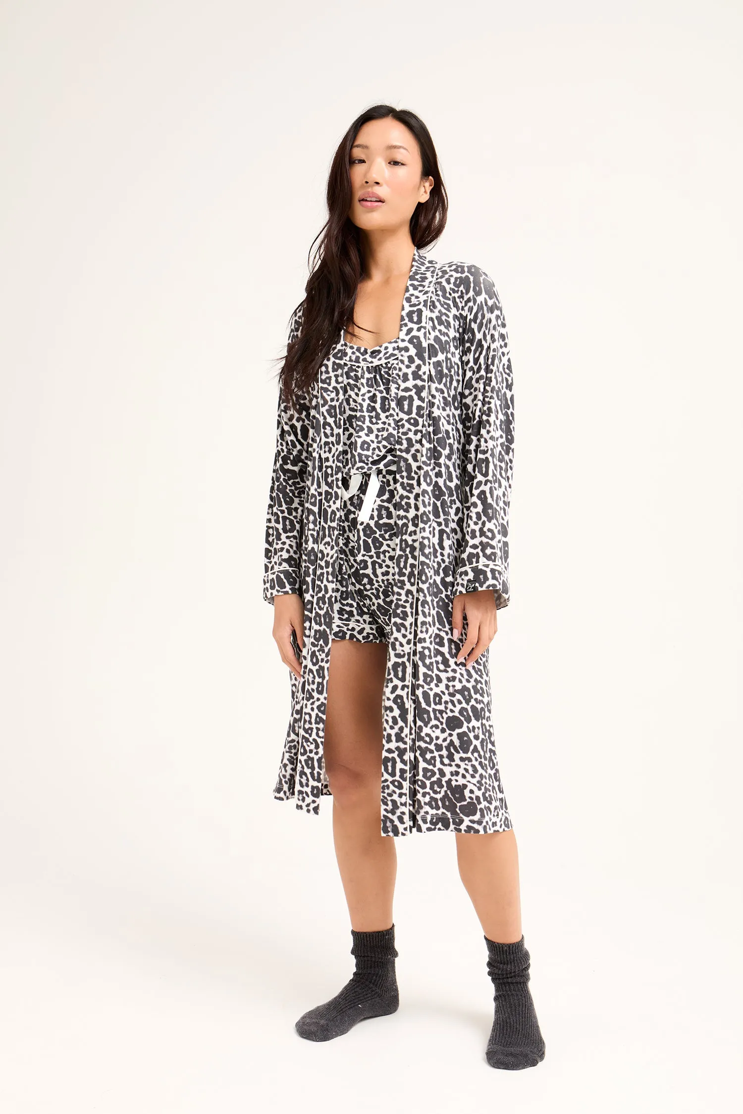 Bamboo Kimono Robe in Luxe Leopard sold by Pretty You London product image thumbnail 4