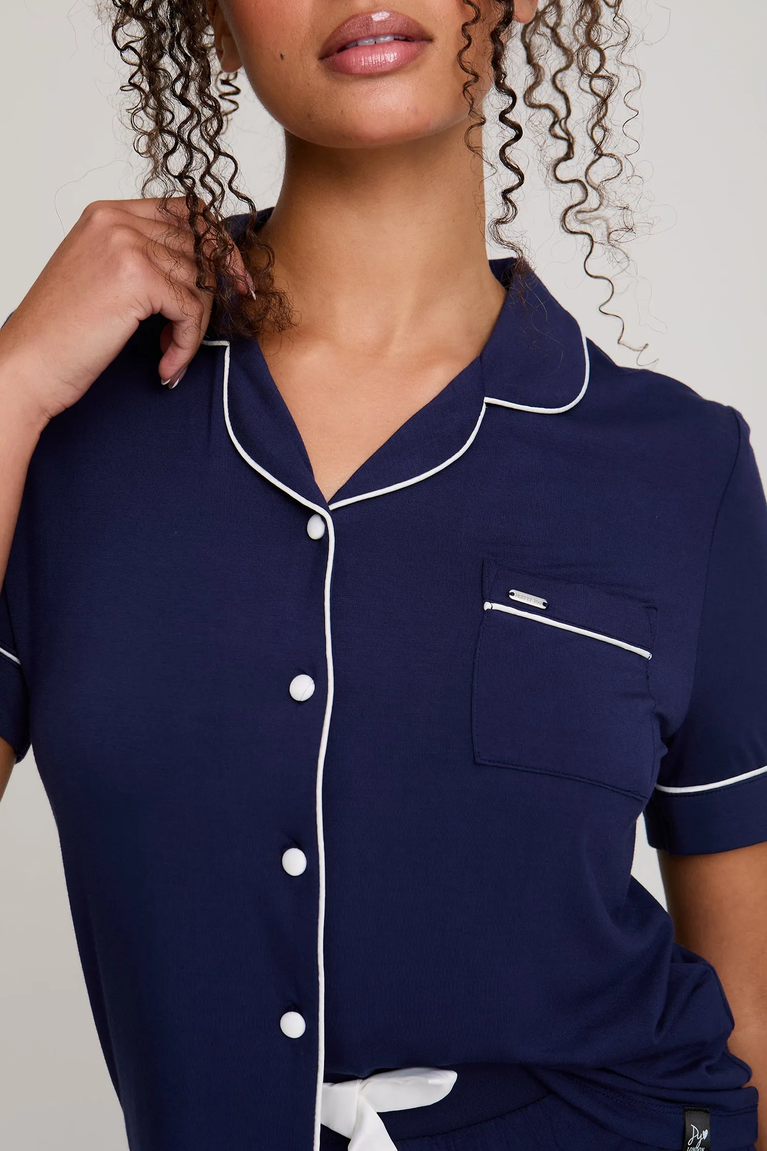 Bamboo Shirt Short Set in Midnight sold by Pretty You London product image thumbnail 2