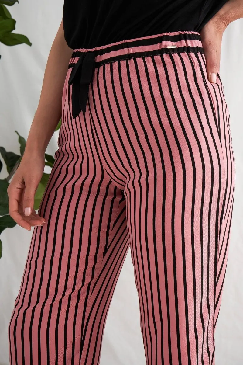 Boyfriend Stripe Trousers in Terracotta/Black sold by Pretty You London product image thumbnail 2