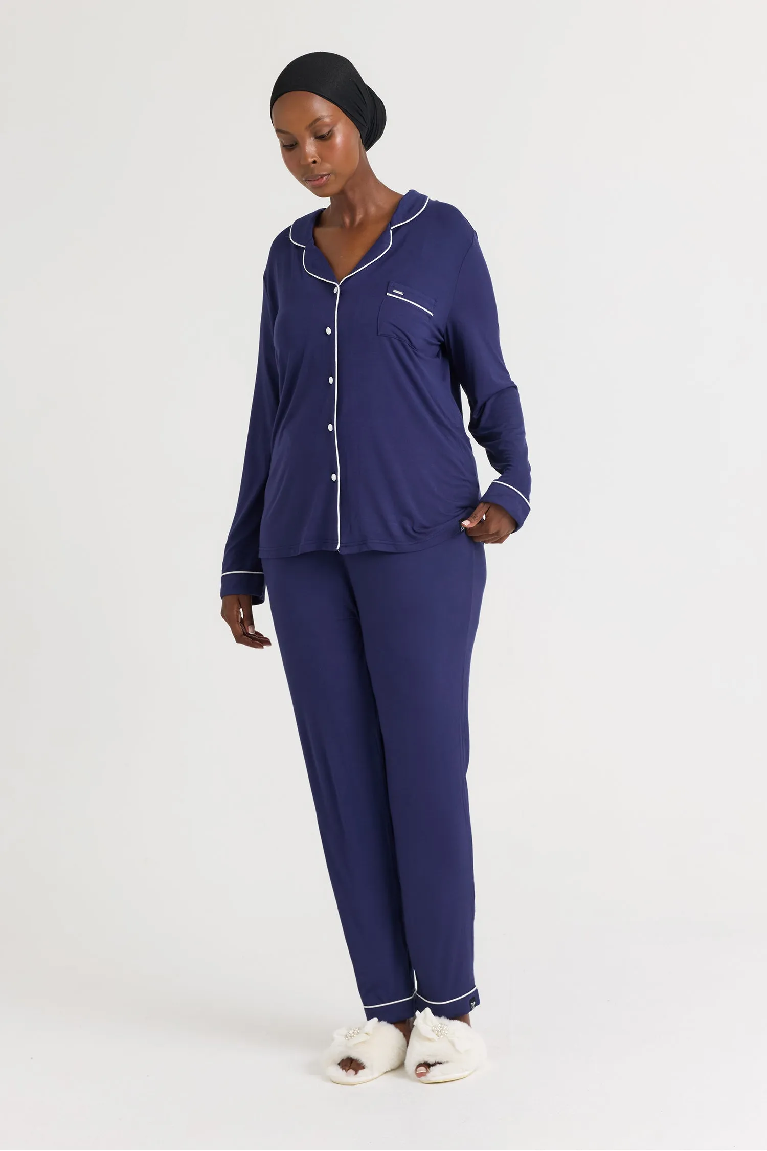 Bamboo Pajama Set in Midnight sold by Pretty You London