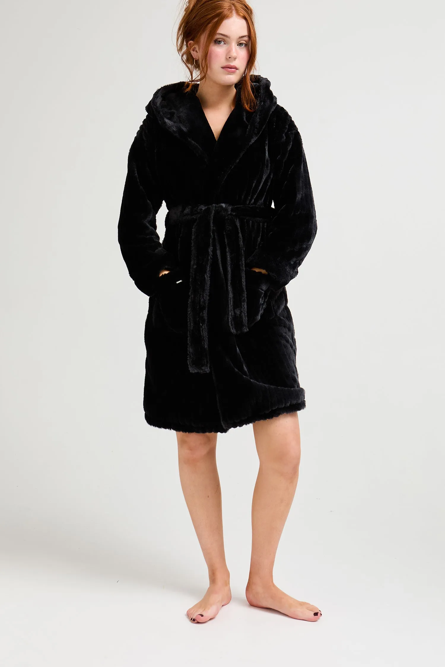 Cloud Dressing Gown in Black sold by Pretty You London