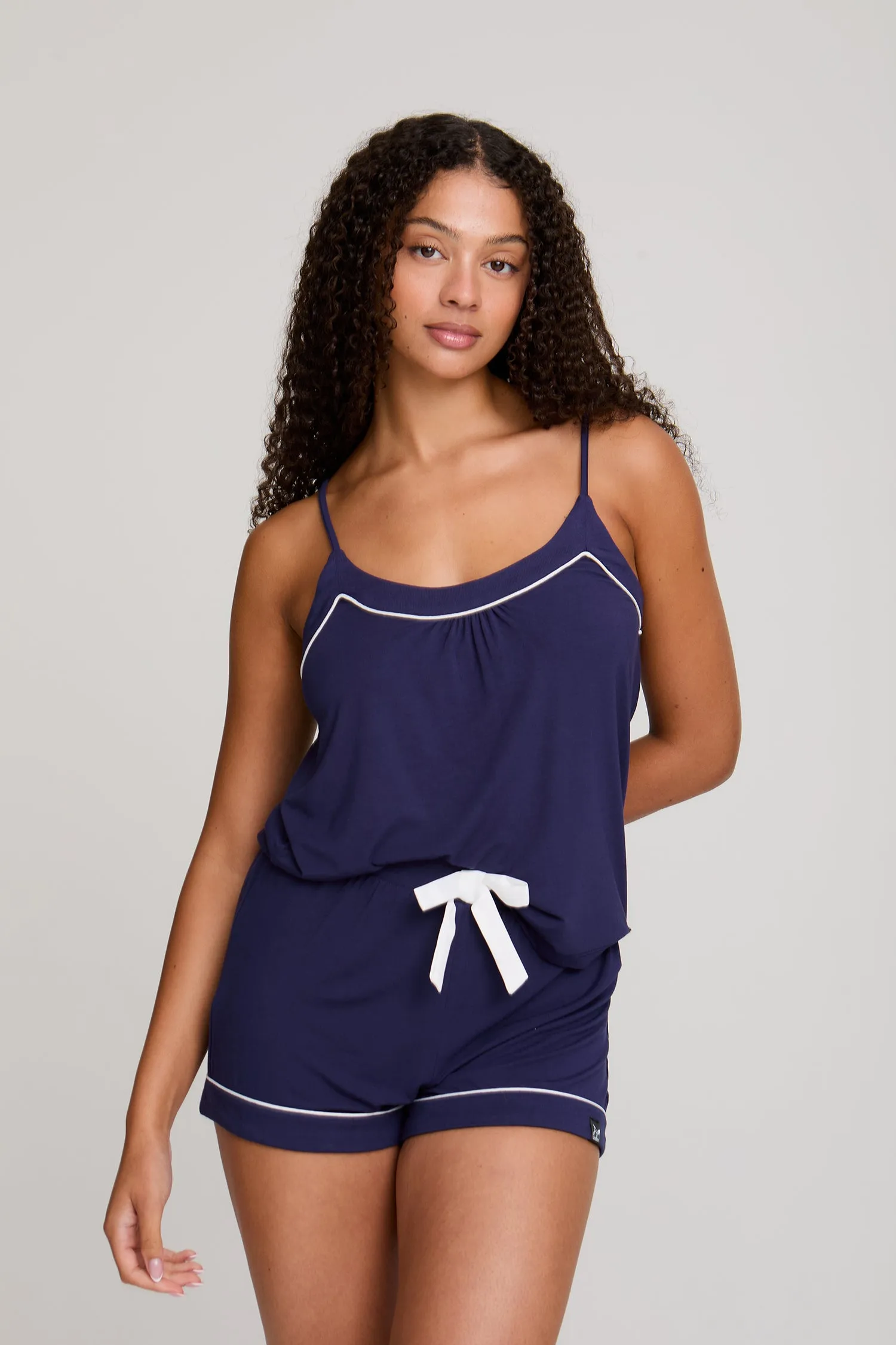 Bamboo Cami Short Pajama Set in Midnight sold by Pretty You London product image thumbnail 4