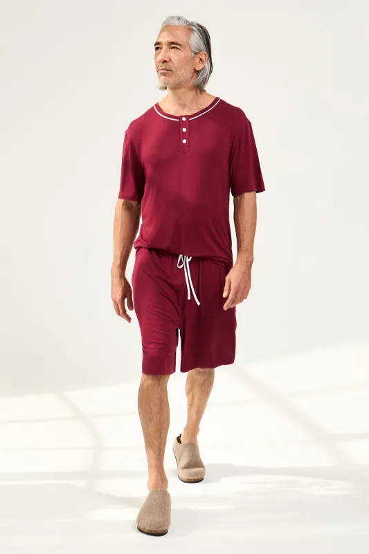Mister You Bamboo Short Pyjama Set in Claret sold by Pretty You London