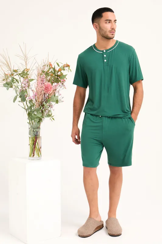 Mister You Bamboo Short Pyjama Set in Green sold by Pretty You London