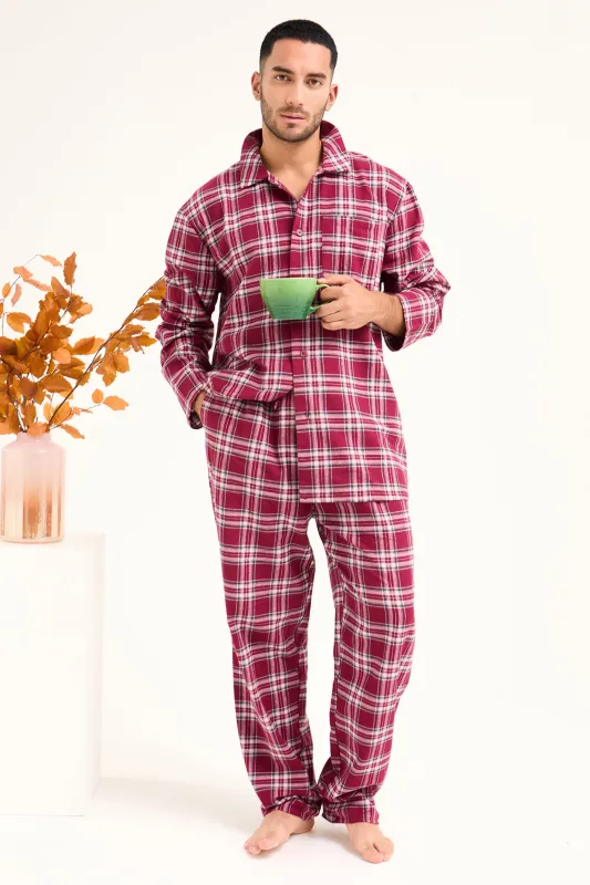 Mister You Plaid Pyjamas in Bordeaux sold by Pretty You London
