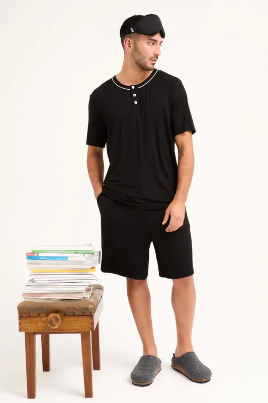 Mister You Bamboo Short Pyjama Set in Black sold by Pretty You London