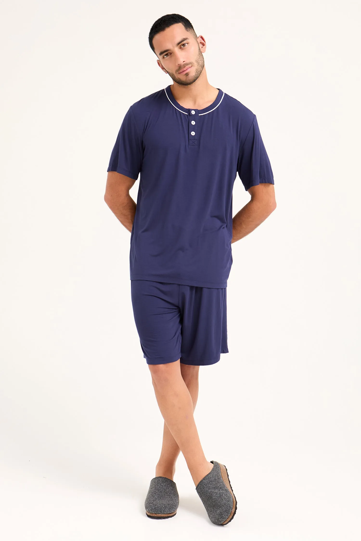 His and Hers Bamboo Short Pyjama Sets in Midnight sold by Pretty You London product image thumbnail 5