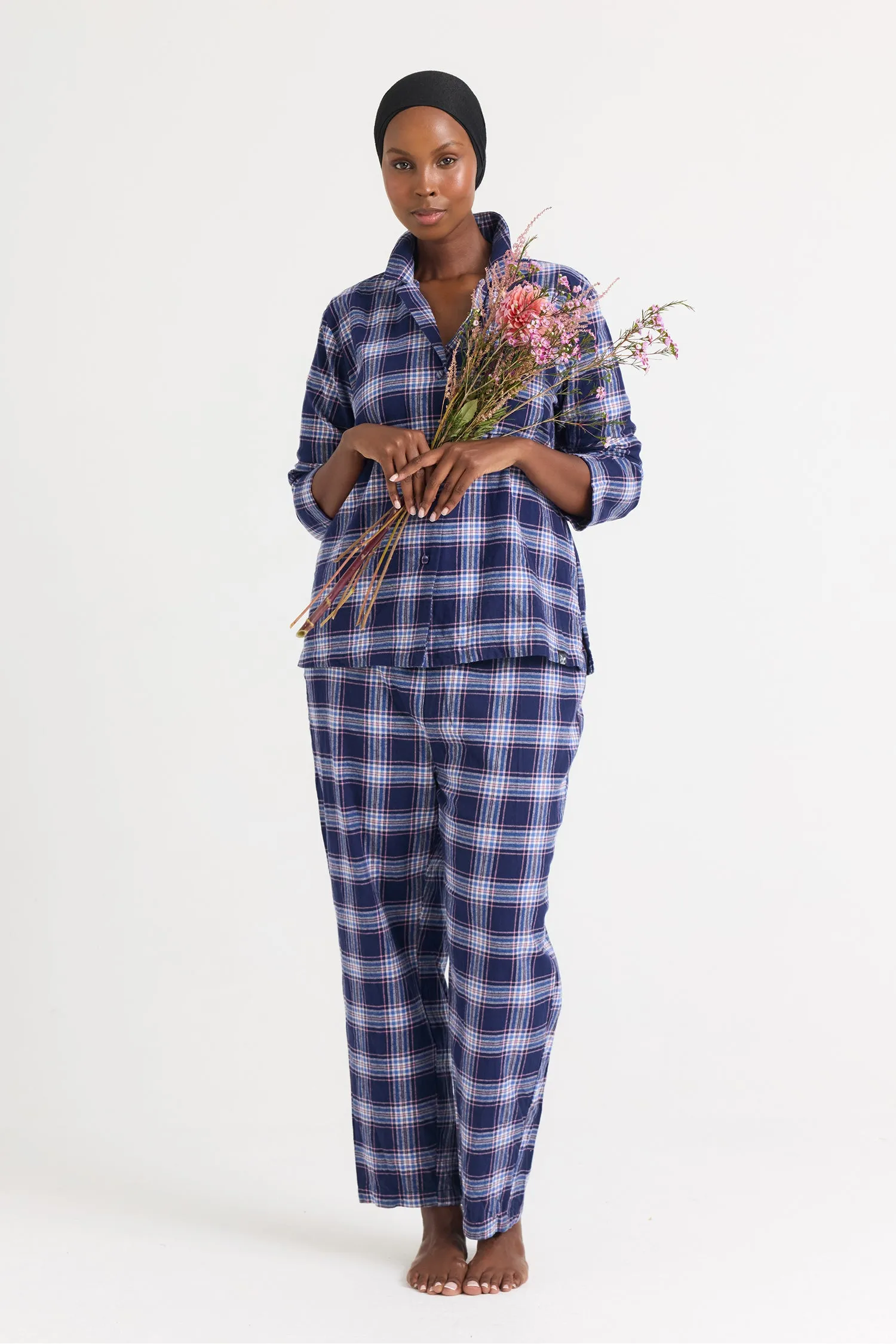 His and Hers Plaid Pyjama Sets in Midnight sold by Pretty You London product image thumbnail 2