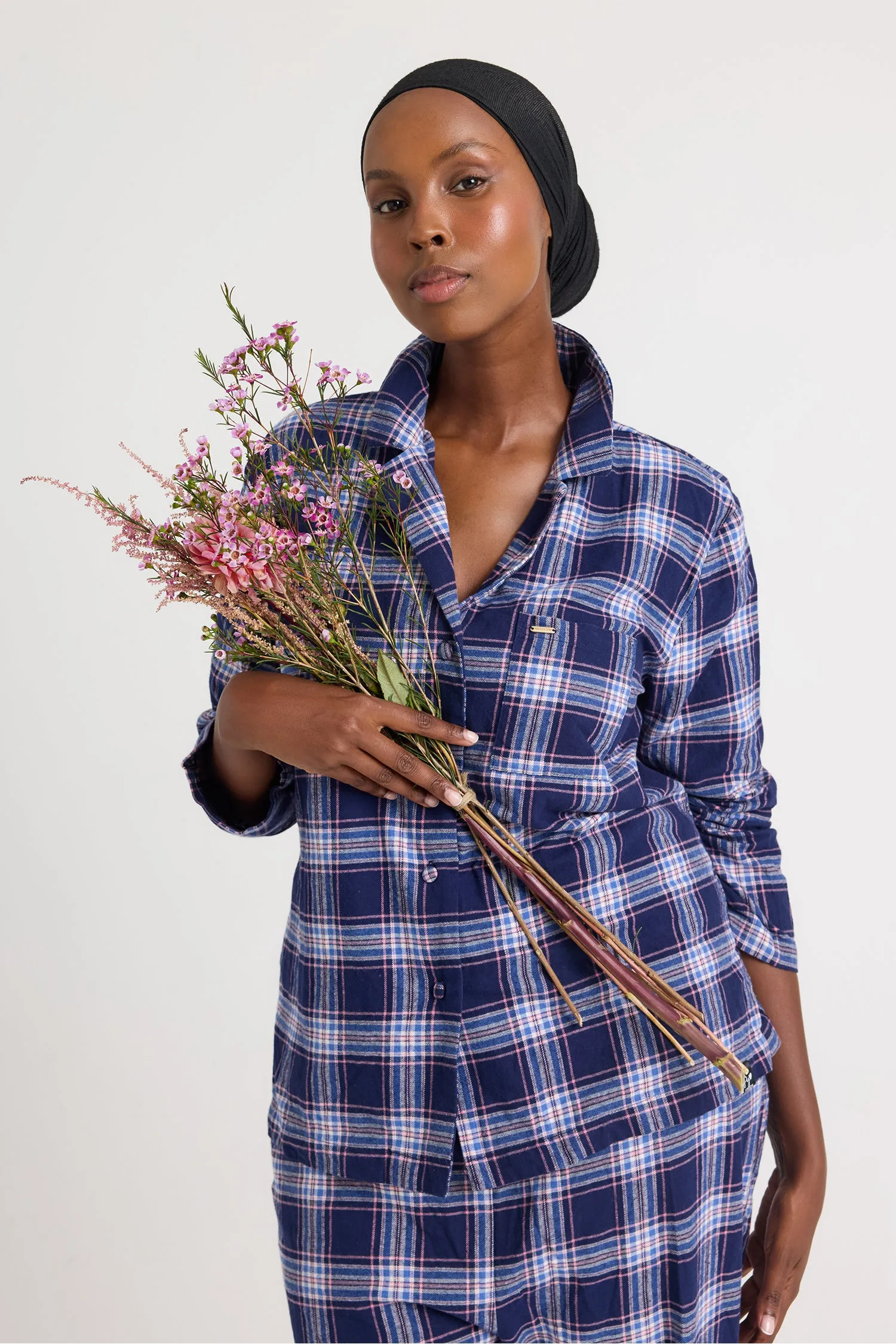 His and Hers Plaid Pyjama Sets in Midnight sold by Pretty You London product image thumbnail 3