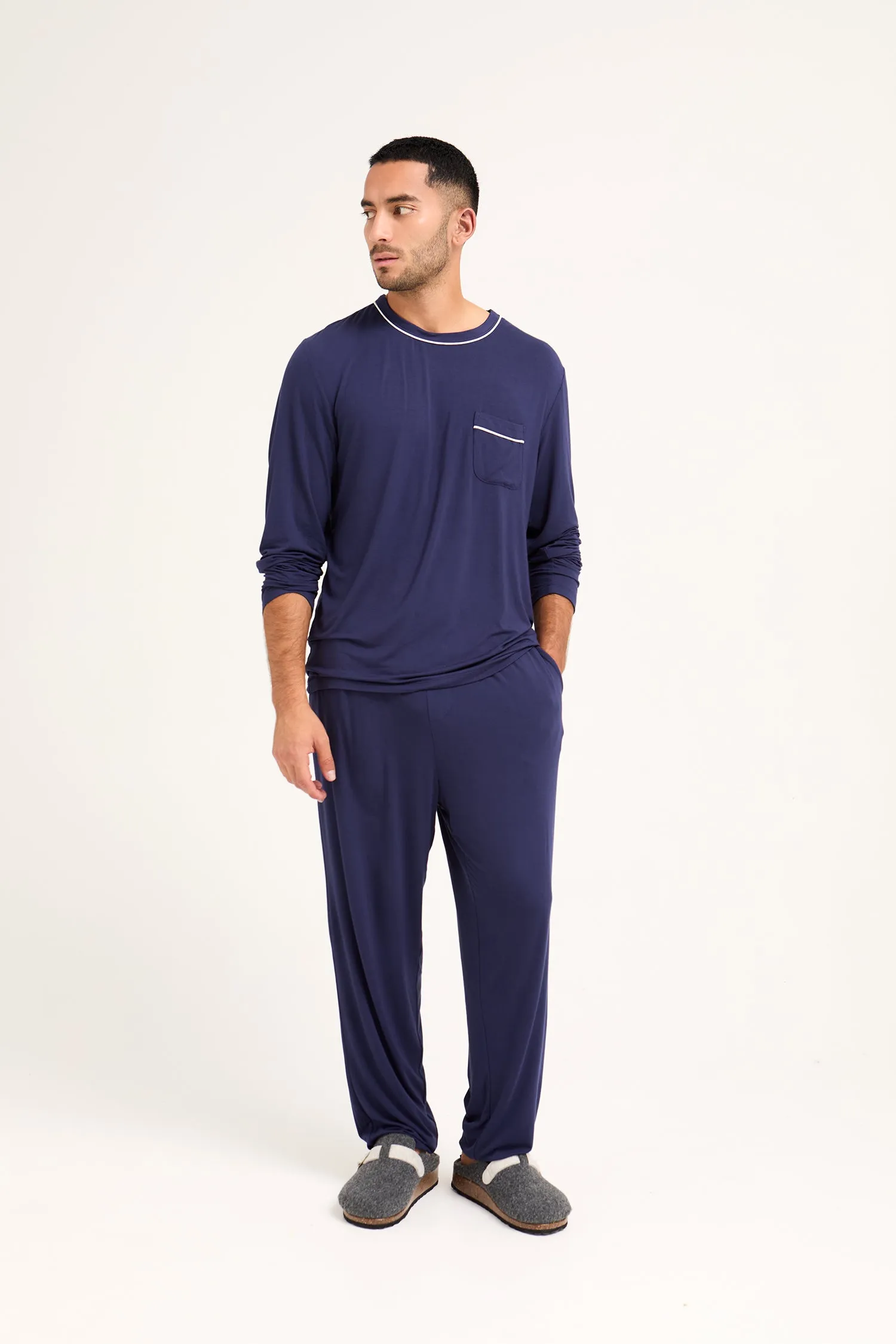 His and Hers Bamboo Pyjama Sets in Midnight sold by Pretty You London product image thumbnail 5