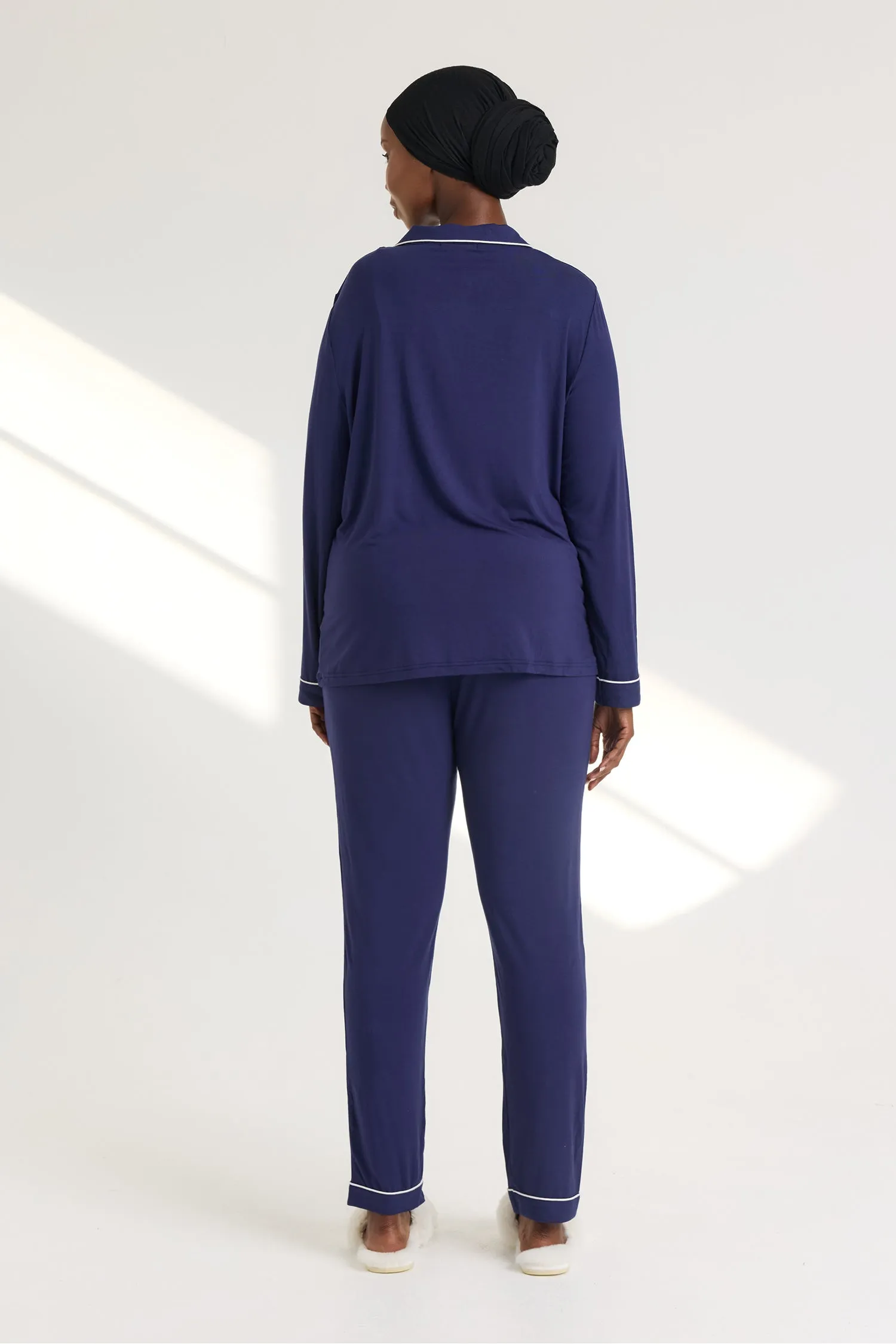 His and Hers Bamboo Pyjama Sets in Midnight sold by Pretty You London product image thumbnail 4