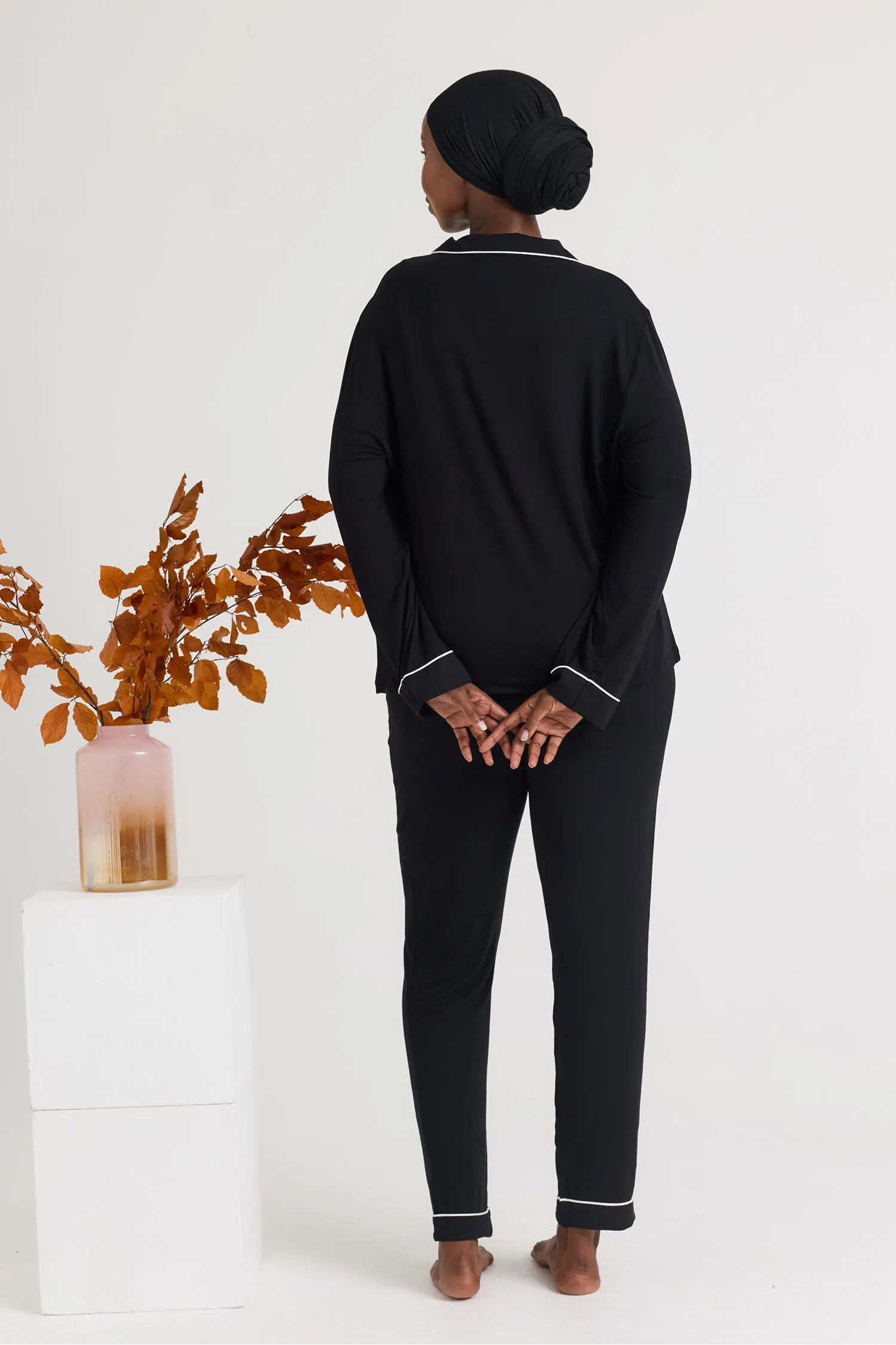 His and Hers Bamboo Pajama Sets in Black sold by Pretty You London product image thumbnail 4