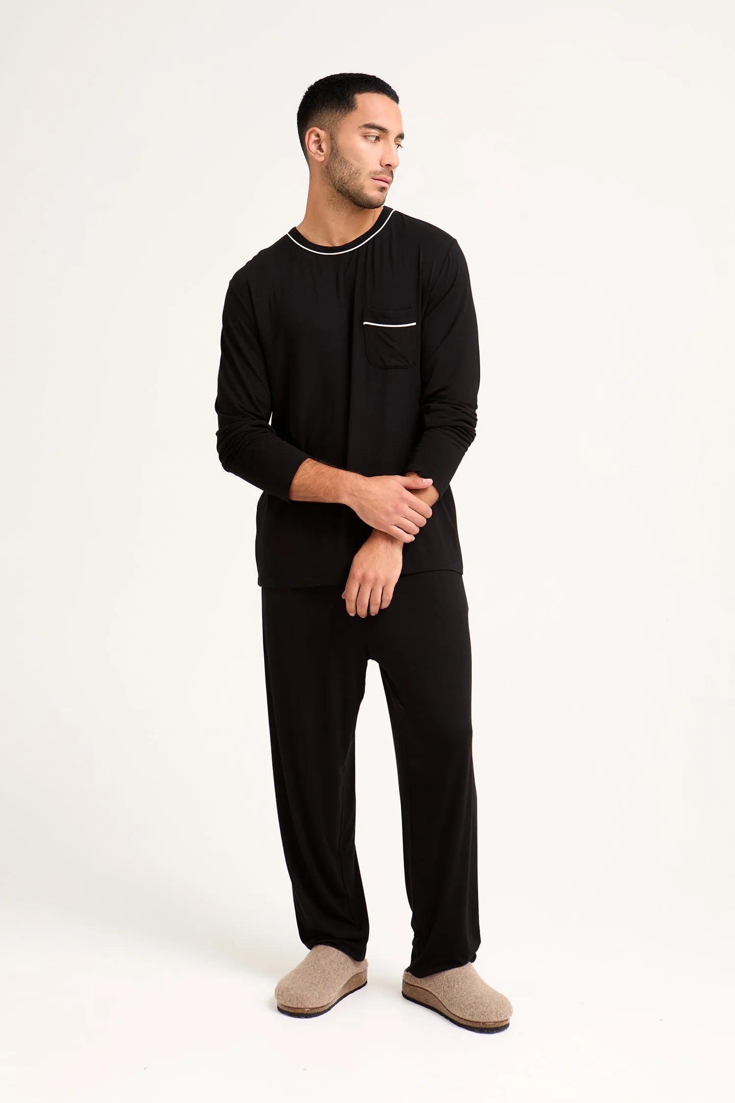 His and Hers Bamboo Pajama Sets in Black sold by Pretty You London product image thumbnail 5