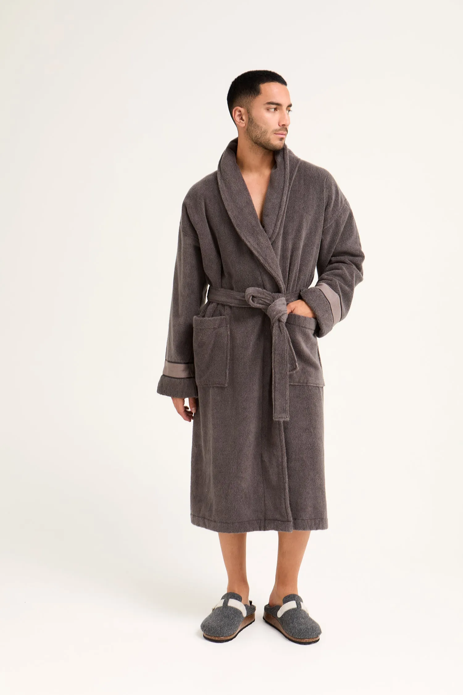 His and Hers Bamboo Towelling Robe in Smoke Grey sold by Pretty You London product image thumbnail 5