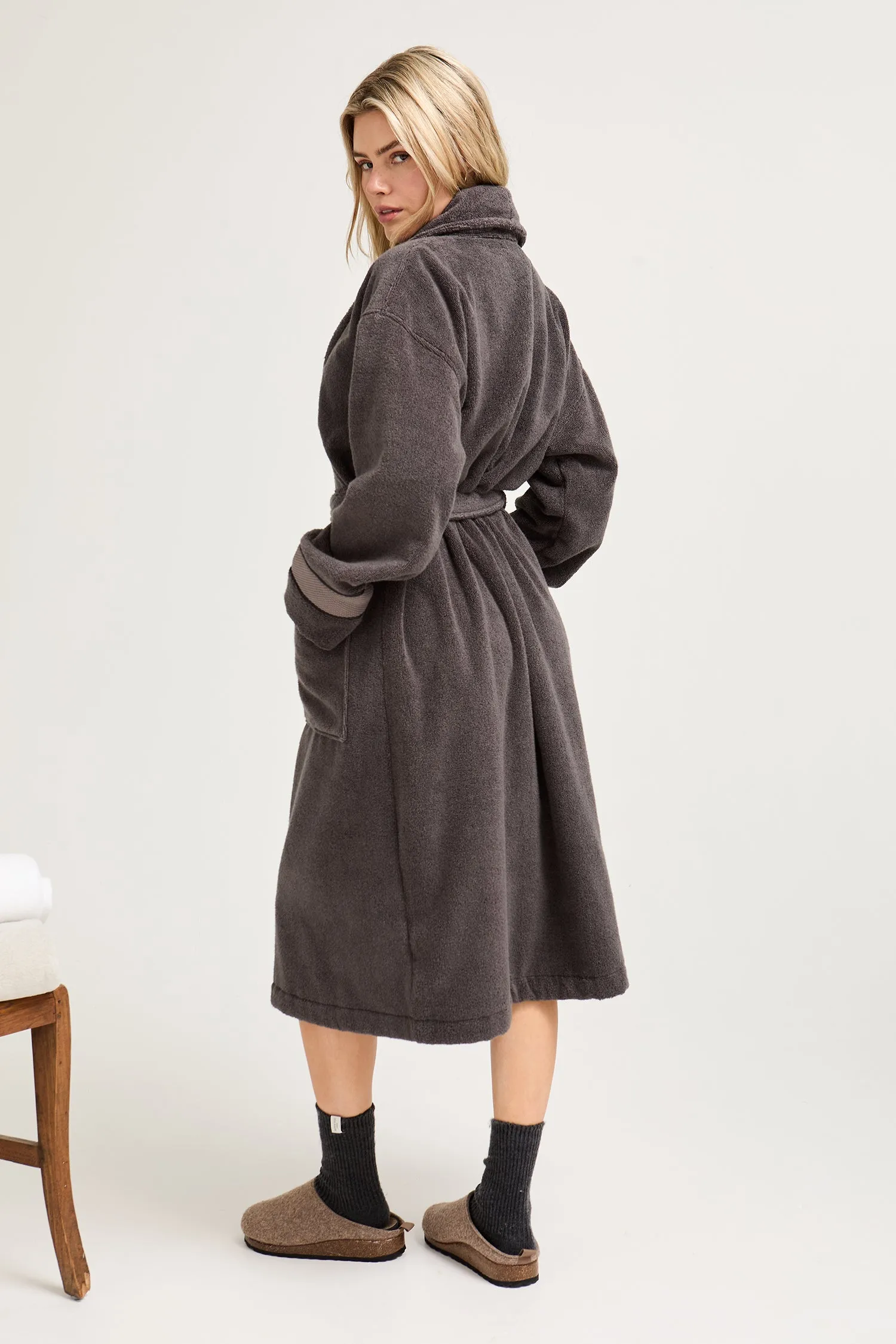 His and Hers Bamboo Towelling Robe in Smoke Grey sold by Pretty You London product image thumbnail 3