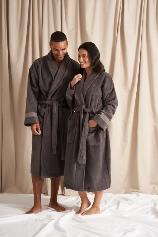 His and Hers Bamboo Towelling Robe in Smoke Grey sold by Pretty You London