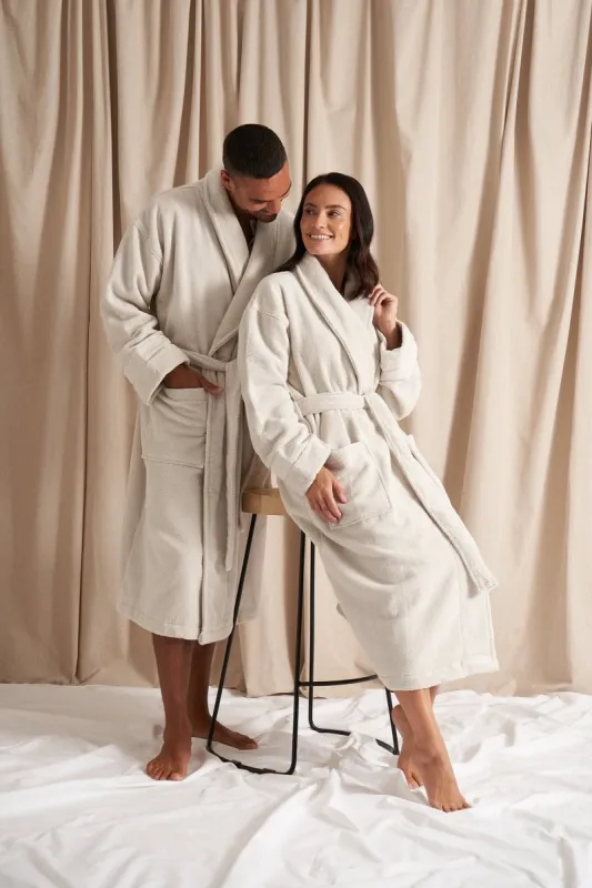 His and Hers Bamboo Towelling Robe in Light Grey sold by Pretty You London