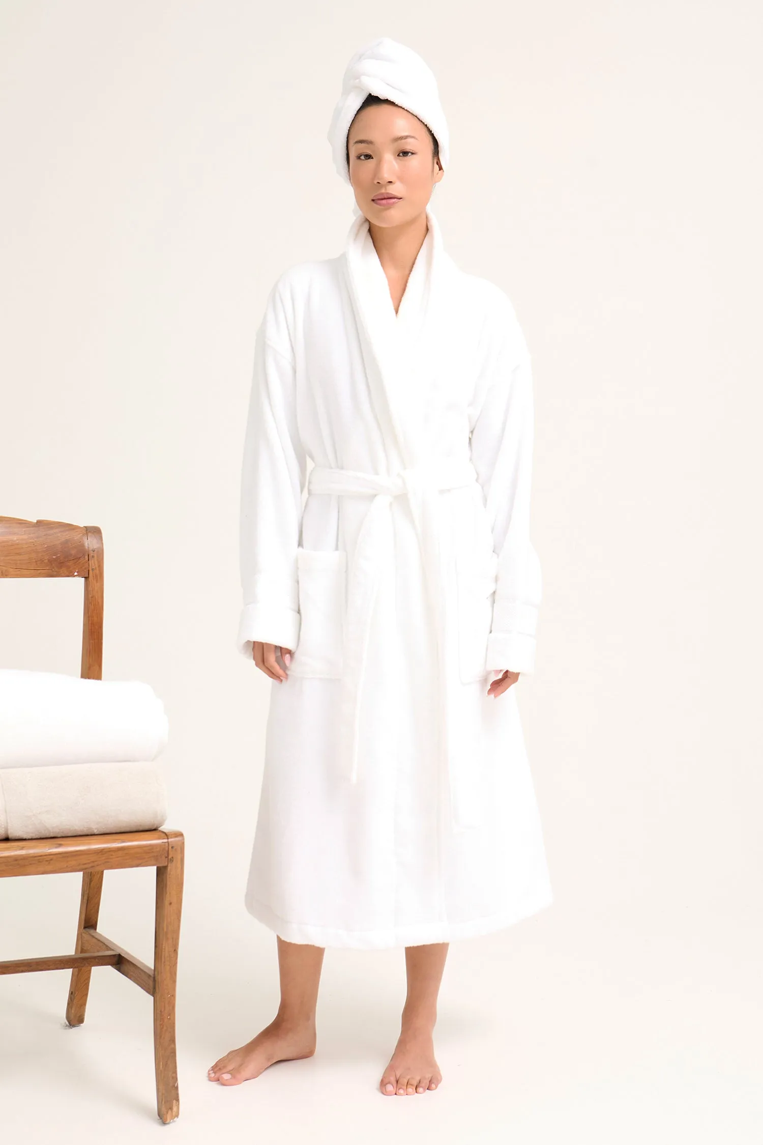 His and Hers Bamboo Towelling Robe in Cloud White sold by Pretty You London product image thumbnail 2