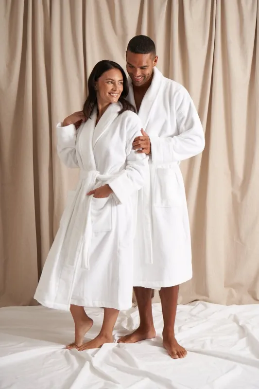His and Hers Bamboo Towelling Robe in Cloud White sold by Pretty You London
