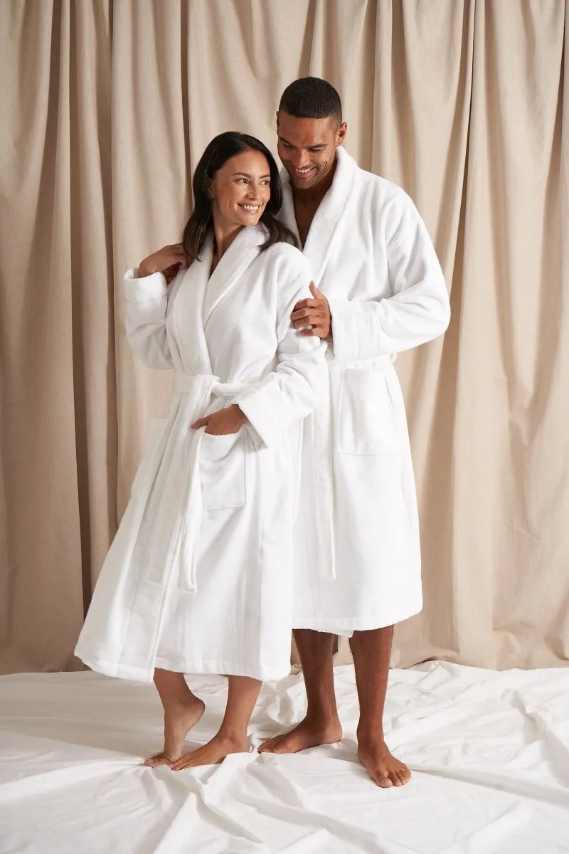 His and Hers Bamboo Towelling Robe in Cloud White sold by Pretty You London
