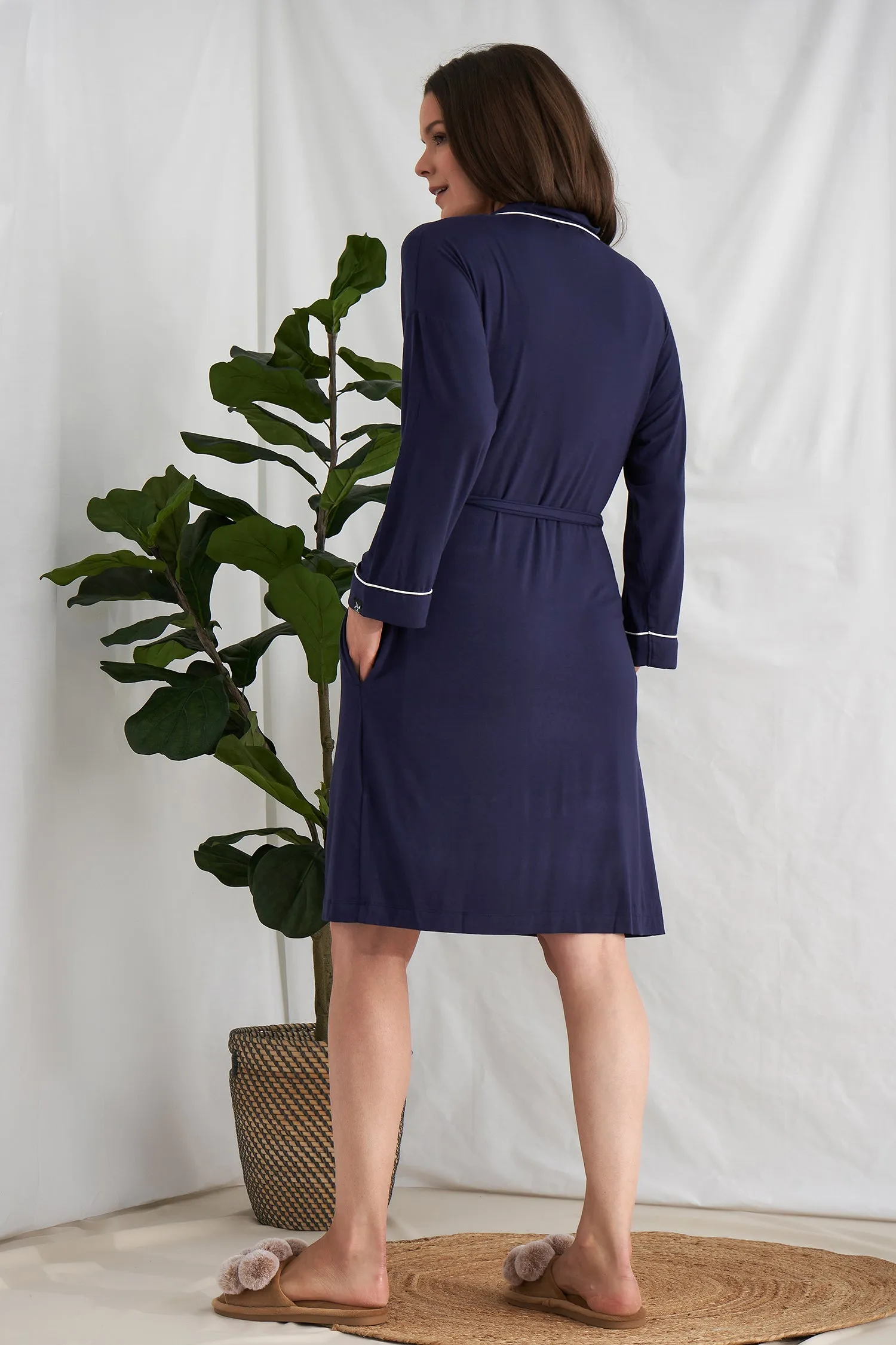 Bamboo Kimono Robe in Midnight - Wholesale sold by Pretty You London product image thumbnail 3