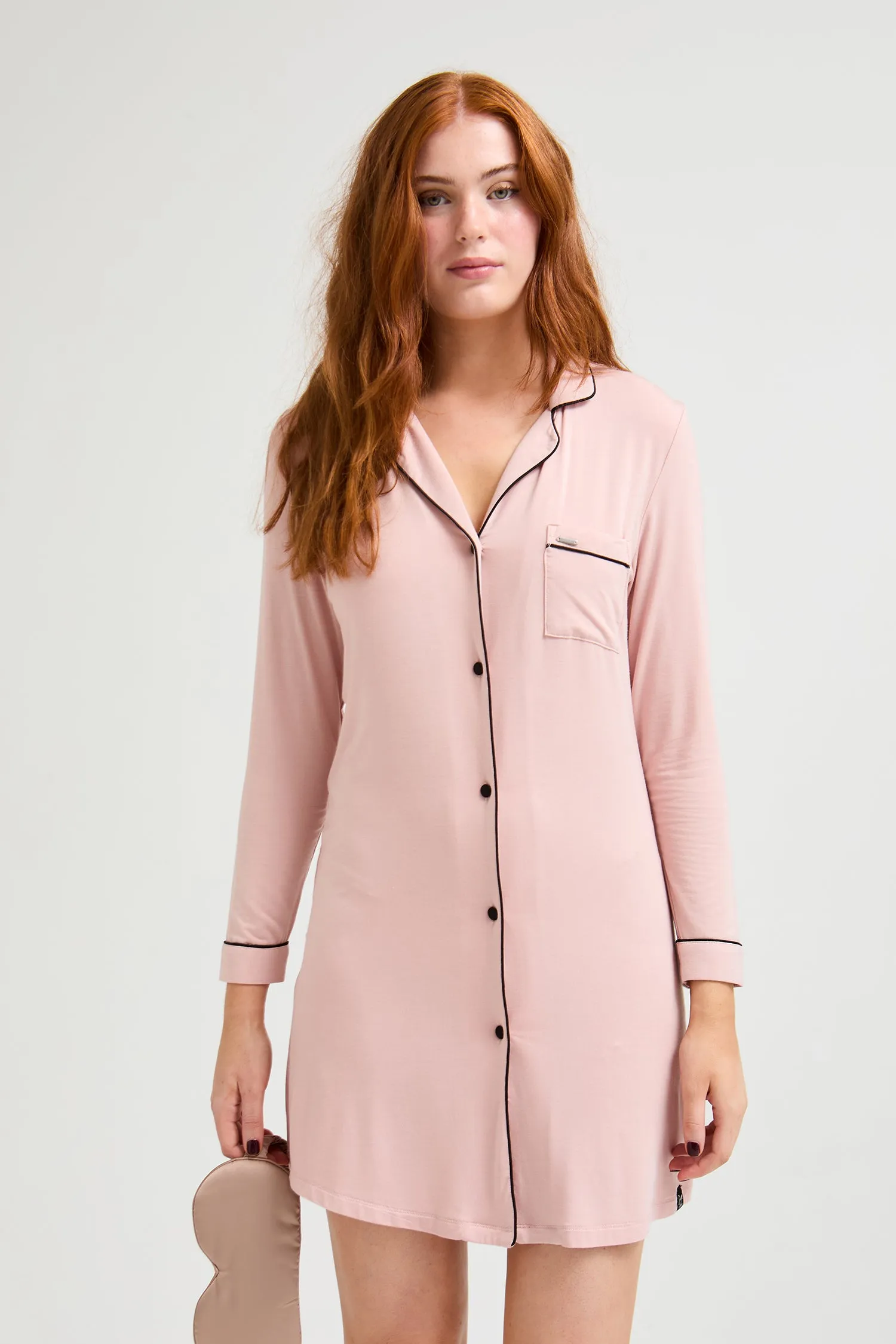 Bamboo Nightshirt in Pink - Wholesale sold by Pretty You London product image thumbnail 4