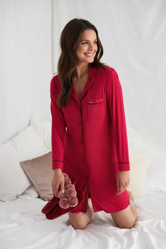 Bamboo Nightshirt in Scarlet - Wholesale sold by Pretty You London