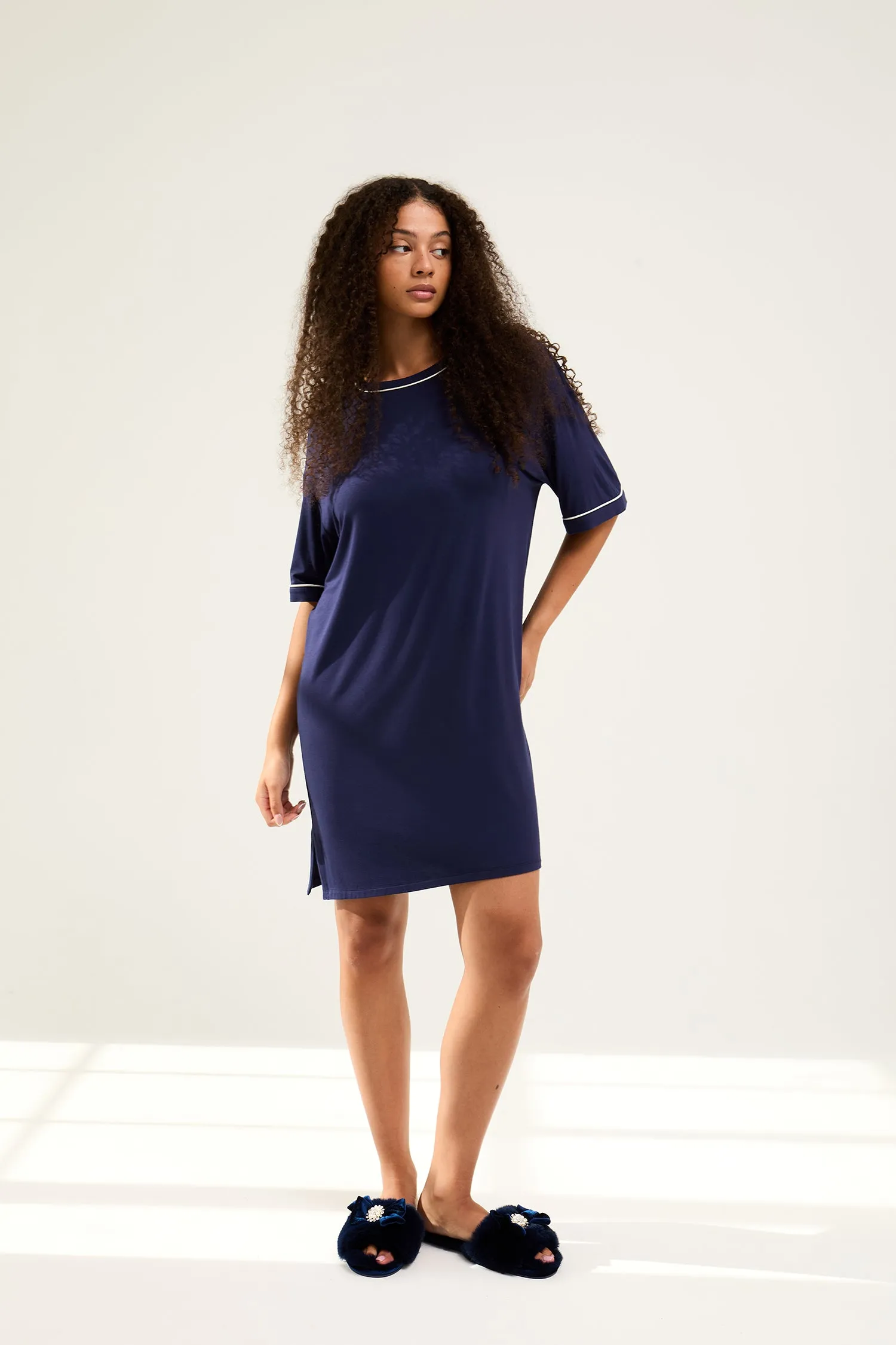 Bamboo Classic Tee Dress in Midnight - Wholesale sold by Pretty You London product image thumbnail 5