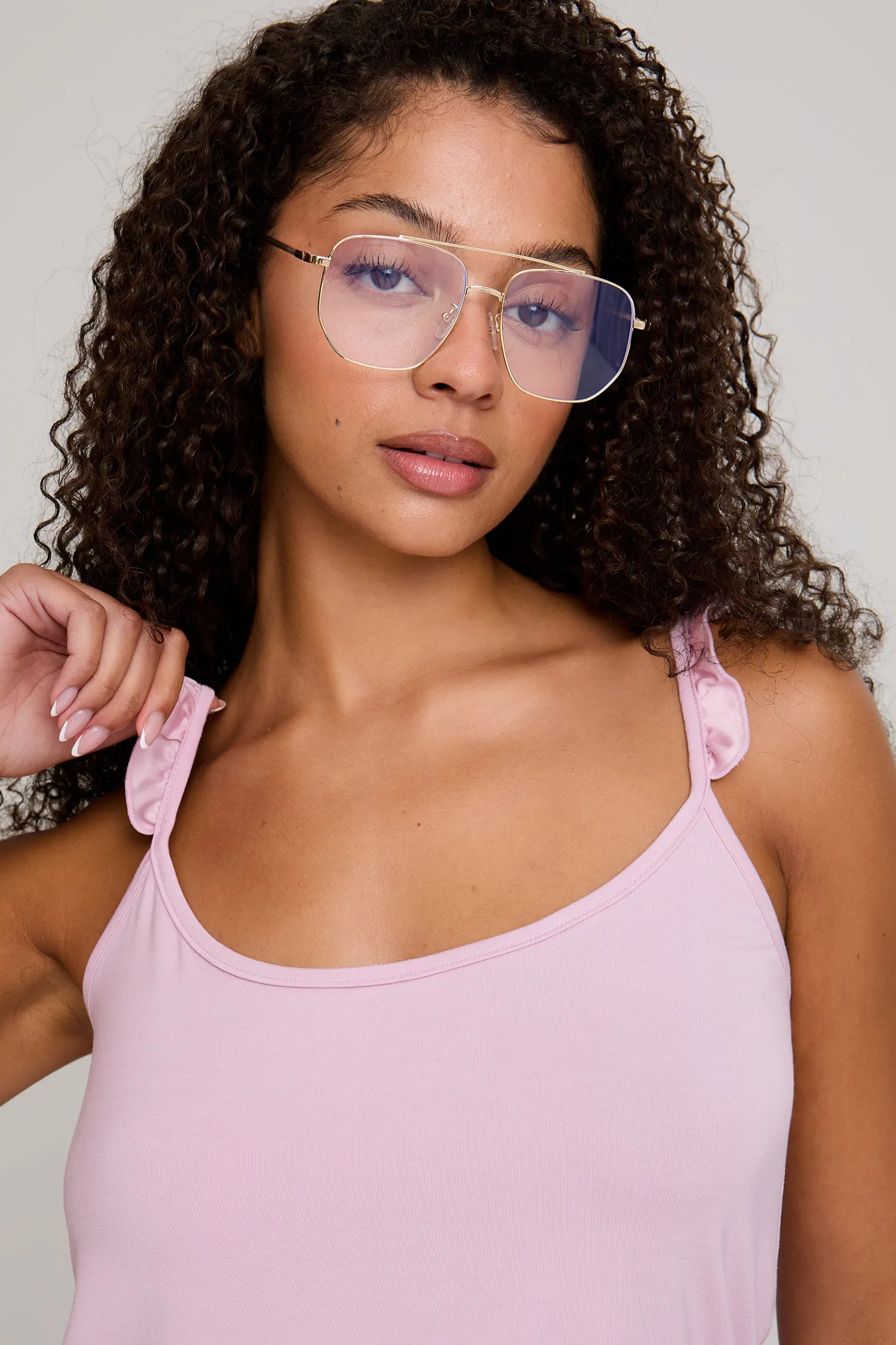 Bamboo Frill Cami Short Pyjama Set in Blush - Wholesale sold by Pretty You London product image thumbnail 4