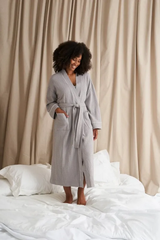 Luxury Suite Waffle Robe in Gray sold by Pretty You London