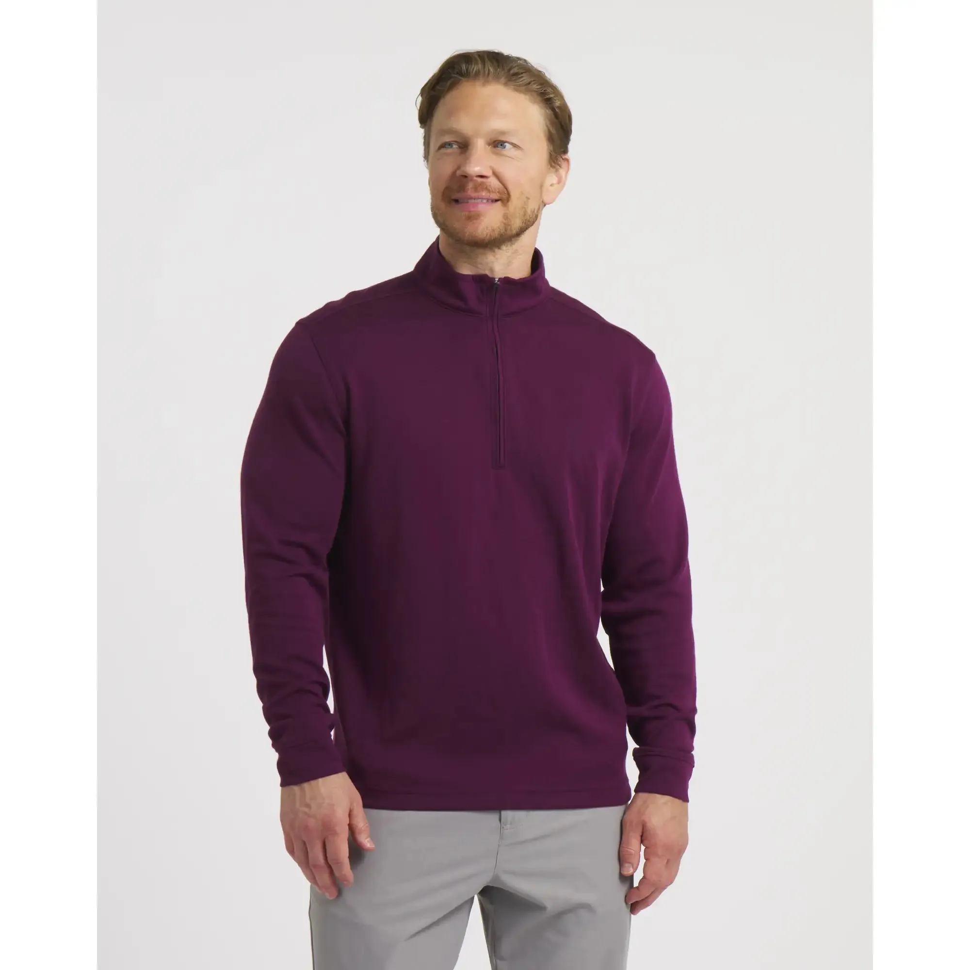 Brett Quarter-Zip - Plum / M sold by Sun Mountain