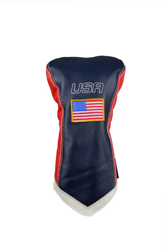 Leather Headcover Chevron - Driver - Navy-White-Red sold by Sun Mountain