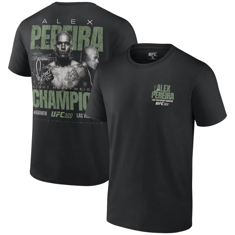 Men's Black Alex Pereira UFC 320 #AndNew World Men's Light Heavyweight Champion T-Shirt sold by UFC